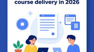 Футуристическая иллюстрация инструментов автоматизации выдачи курсов в Telegram от компании ЦРМ Ботс